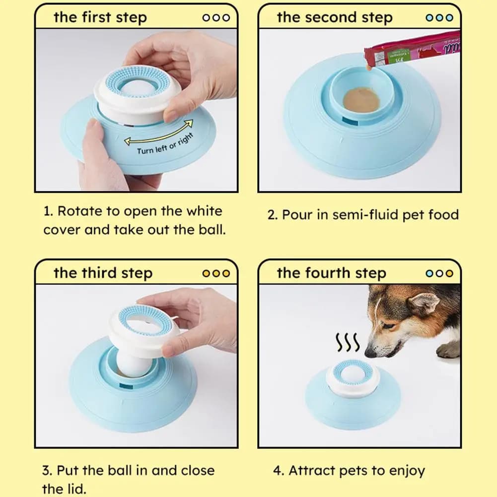 Dog Lick Ball Toy Slow Feeder for Dog Cat Liquid Food Calming Enrichment Toy for Bathing Grooming Anxiety Relief Lick Mat - 4