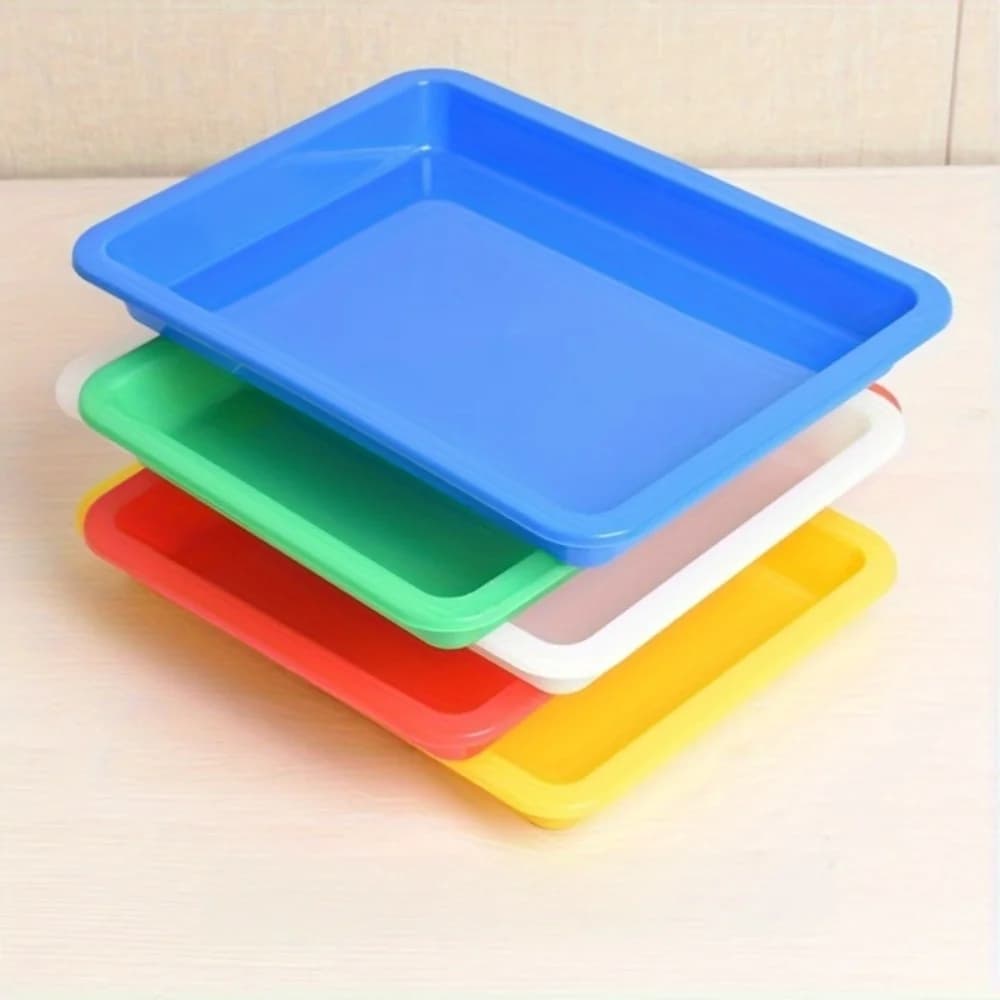 صينية بلاستيكية - منظم تخزين للألعاب الإبداعية والرمل والحرف و أساسيات الرسم، حاويات تخزين لتنظيم المنزل - 3