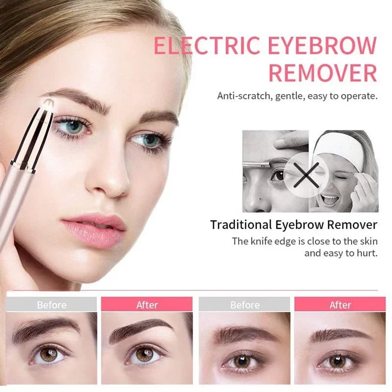 Womens Electric Eyebrow Trimmer Eye Brow Shaper Pencil Face Hair Remover for Women Automatic Eyebrow Shavers Pocketknife - 4