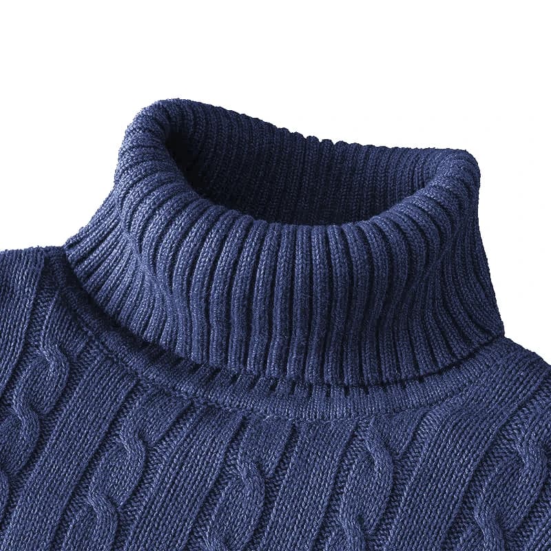 Outdoor Men's Long Sleeve Knitted Sweaters Slim Fit Turtleneck Sweater Casual Pullover Sweater Winter Basic Heavyweight Top - 4