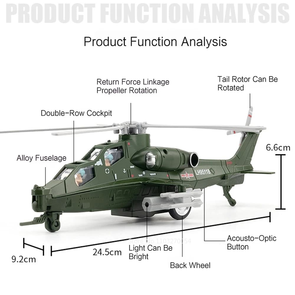 نماذج طائرات CAIC Z-10 بطول 25 سم لعبة سبائك مصبوبة مقاتلة جسم معدني صوت وإضاءة سحب للخلف طائرات تجميع هدايا أعياد ميلاد - 2
