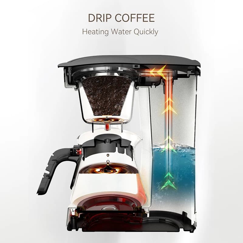 HiBREW 3 في 1 ماكينة قهوة أمريكية بالتنقيط ماكينة قهوة زجاجية بغطاء إبريق شاي ساخن 750 مل H12 - 4