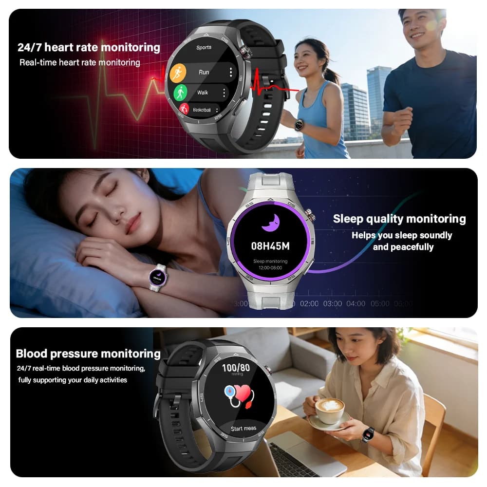 ساعة ذكية جديدة للرجال من LAXASFIT 2026، شاشة AMOLED، مراقب لمعدل ضربات القلب، مكالمات بلوتوث، هدية للعطلات للرجال والنساء - 6