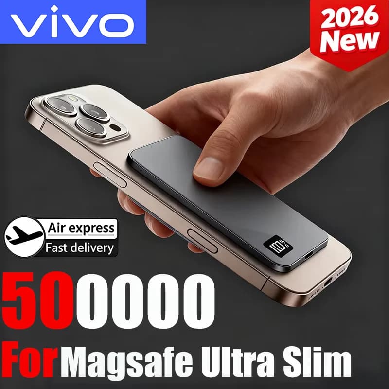 بنك طاقة VIVO مغناطيسي 500000 مللي أمبير، شحن لاسلكي سريع 22.5 واط، بطارية خارجية محمولة، مناسب لـ iPhone وSamsung