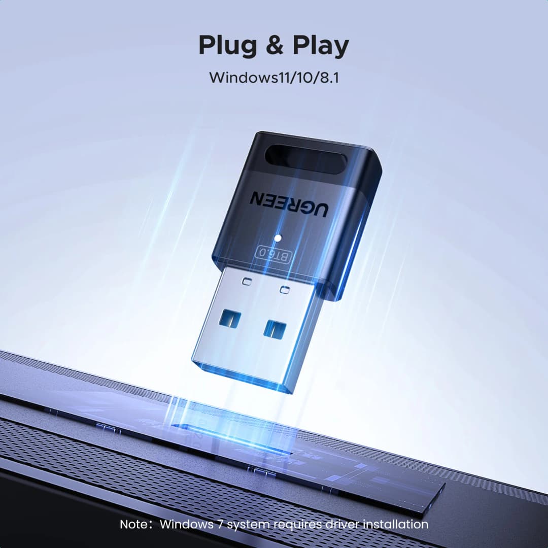 UGREEN USB Bluetooth Adapter, Bluetooth 6.0 Dongle for PC Windows 11/10/8.1, Bluetooth Receiver & Transmitter for Keyboard/Mouse - 3