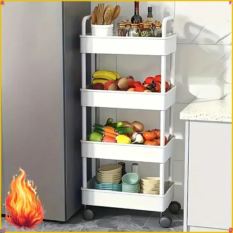 Multifunctional Storage Cart With Open Shelves Space Saving Utility Rack For Kitchen Bedroom Book Display Household Organizer