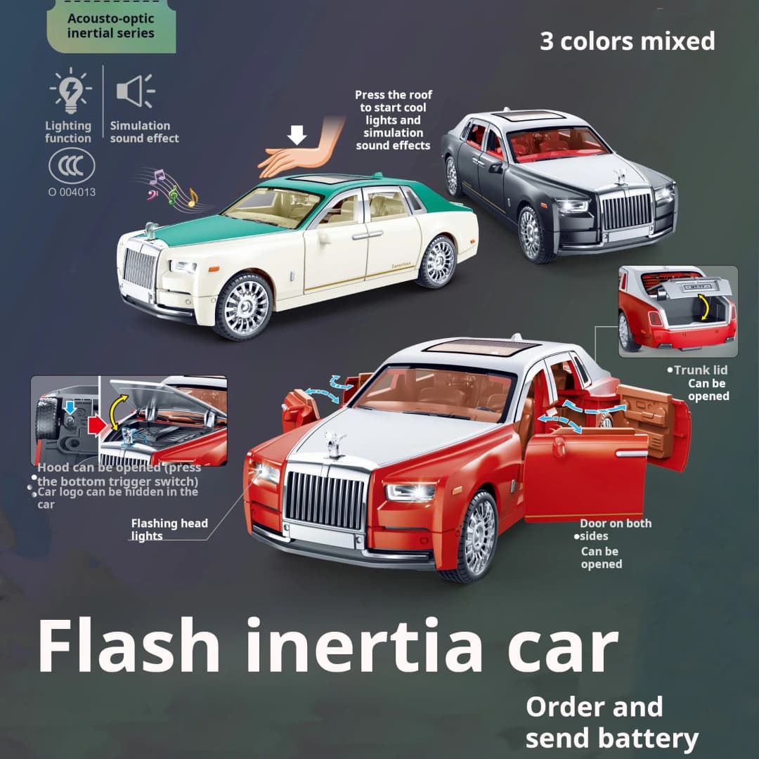 نموذج سيارة رولز رويس فانتوم محاكاة 1:32 زينة سيارة فاخرة من البلاستيك سيارة صالون لعبة أطفال مجموعة أولاد - 3