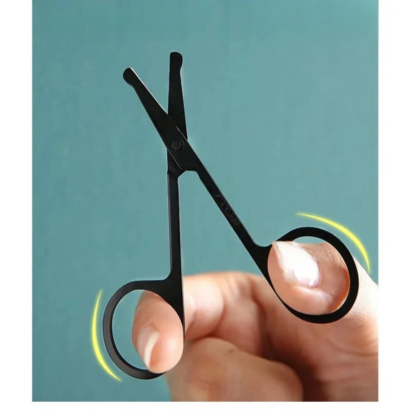 ماكينة تشذيب شعر الأنف برأس دائري أسود - من الفولاذ المقاوم للصدأ، تصميم آمن للرجال والنساء