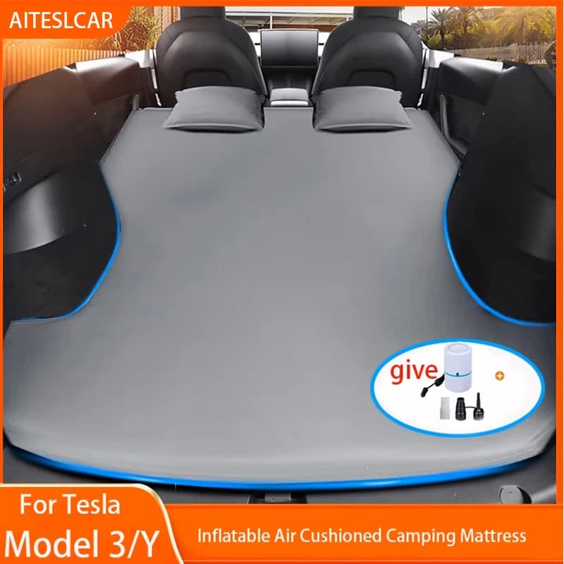 For Tesla Model 3 Model Y 2017-2026 Inflatable Air Mattress Outdoor Camping Inflatable Special Suede Fabric Car Travel Bed