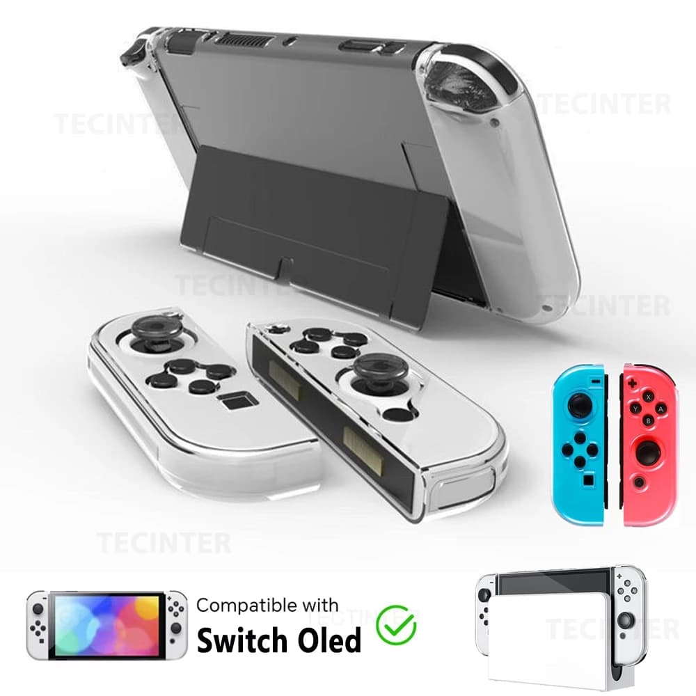 غطاء حماية TPU لجهاز Nintendo Switch Oled، غطاء واقي مقسم، إطار شفاف، إكسسوارات حماية لجهاز الألعاب