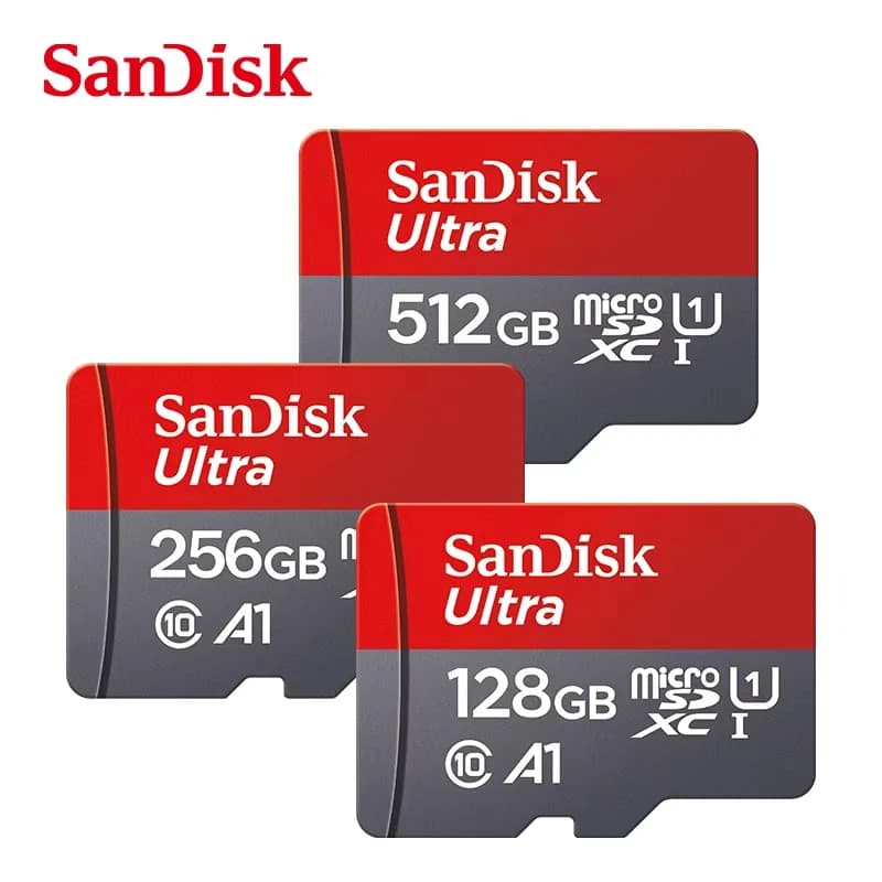 بطاقة ذاكرة Sandisk، 512/256/128/64/32 جيجا، مايكرو SD، فئة A1-10 UHS-1 - 2
