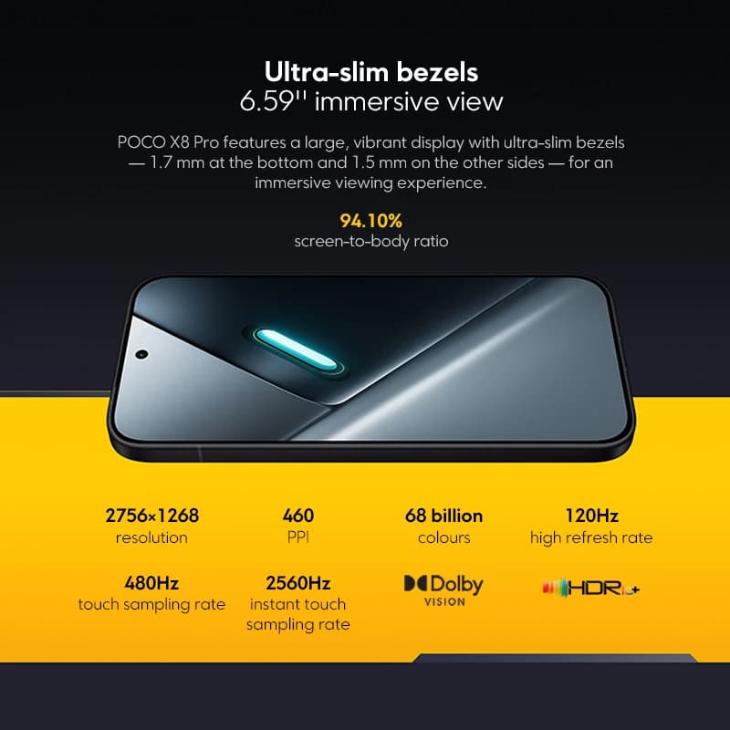 هاتف POCO X8 Pro 5G نسخة عالمية بشاشة AMOLED فائقة السطوع بمعدل تحديث 120Hz ودقة 1.5K ومعالج Dimensity 8500-Ultra وNFC وكاميرا 50 ميجابكسل - 2