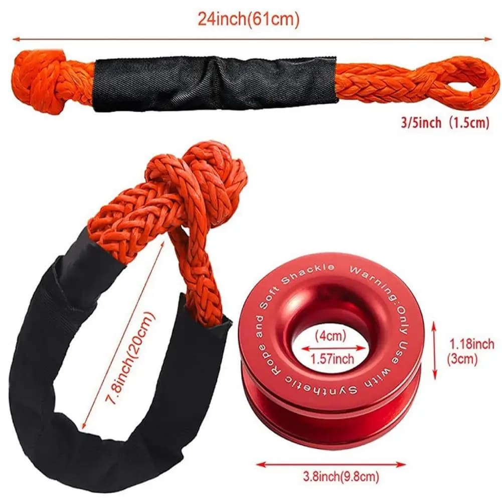 55000lbs Winch RopeSynthetic Soft Shackle Recovery Set Rugged Shackles With Protective Sleeve for Truck Vehicle Recovery - 6