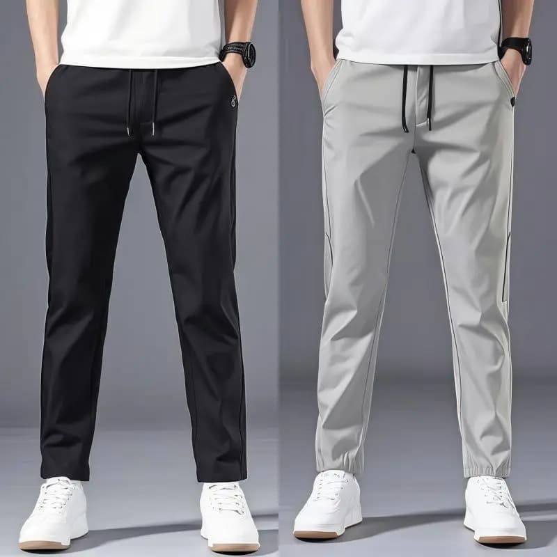Casual Pants Men's Korean Version Summer Thin Men's New Sports Pants Loose and Versatile Trend Light Luxury Straight Trousers - 2