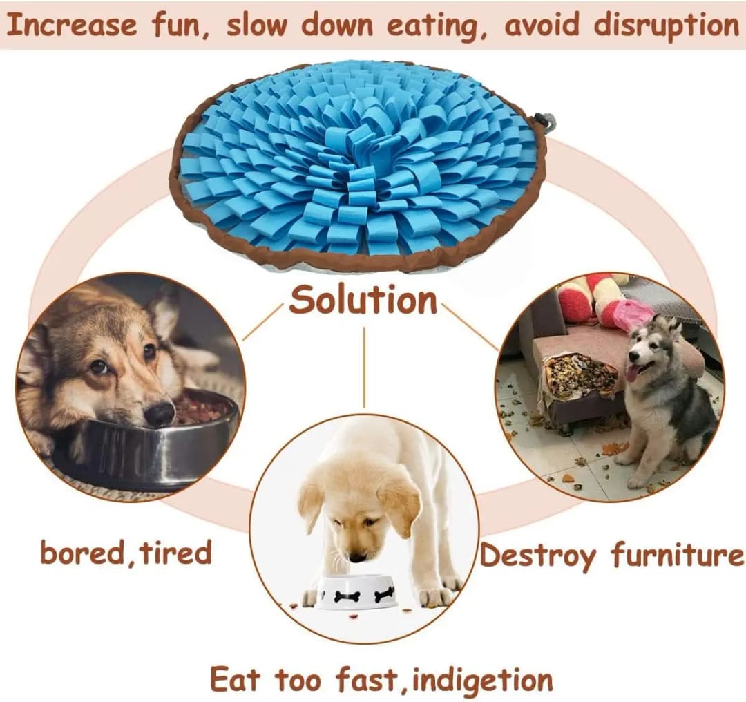Dog Snuffle-Mat Slow-Feeder-Bowl - Simulating Grassland for Boredom, Encourages Natural Foraging Skills for Pet - 2