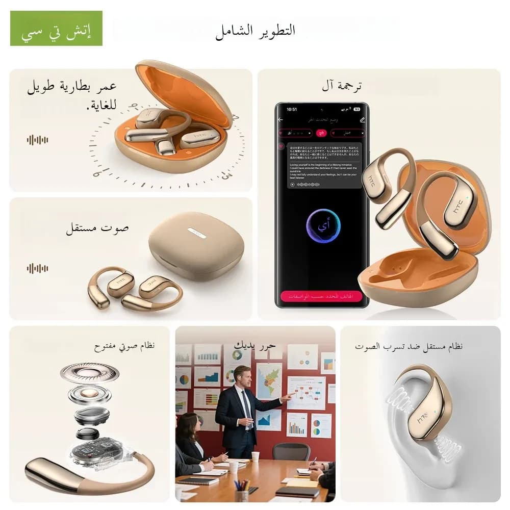【AI Translator Earbud】 HTC NE39 Earphones Bluetooth OWS Sports Wireless Headphones Noise Reduction Earbud With Mic Long life - 6