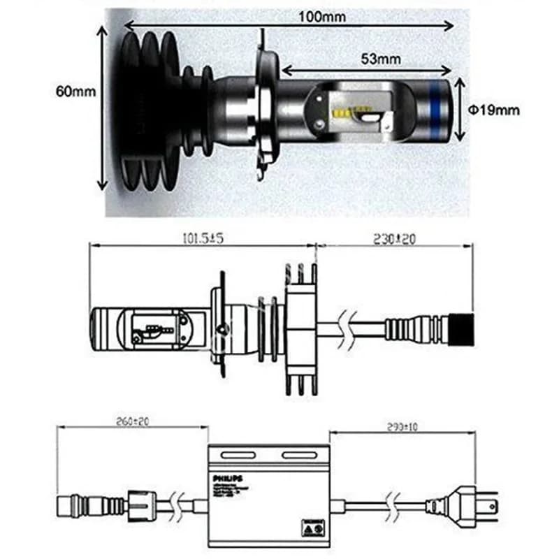 Philips LED H4 X-treme Ultinon Car Headlight 6200K Bright White Light Power LED Original Upgrade High Low Beam 12902LP 12953BW - 2