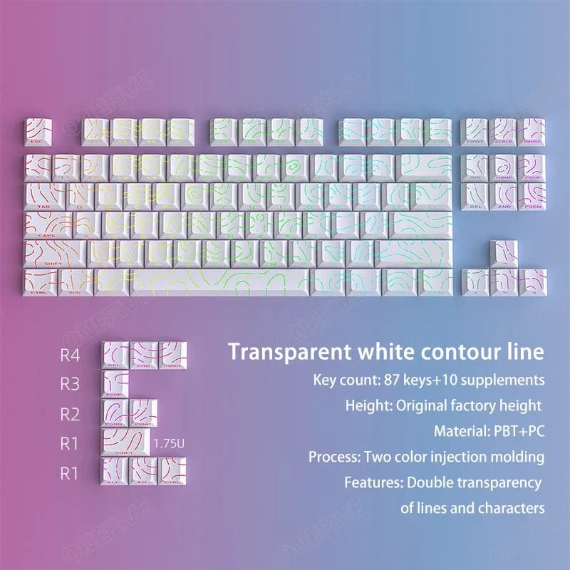 Contour 4.0 Side Engraved Keycap PBT Translucent 97 Key Gaming Mechanical Keyboard Key Cap White For Magnetic Switch F75 GMK87 - 3