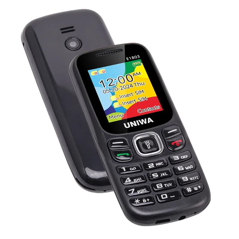 هاتف محمول UNIWA E1803 بسعر منخفض، هاتف 2G GSM بشاشة 1.77 بوصة، هاتف مزدوج الشريحة لكبار السن، زر ضغط، راديو لاسلكي، مصباح يدوي - 3