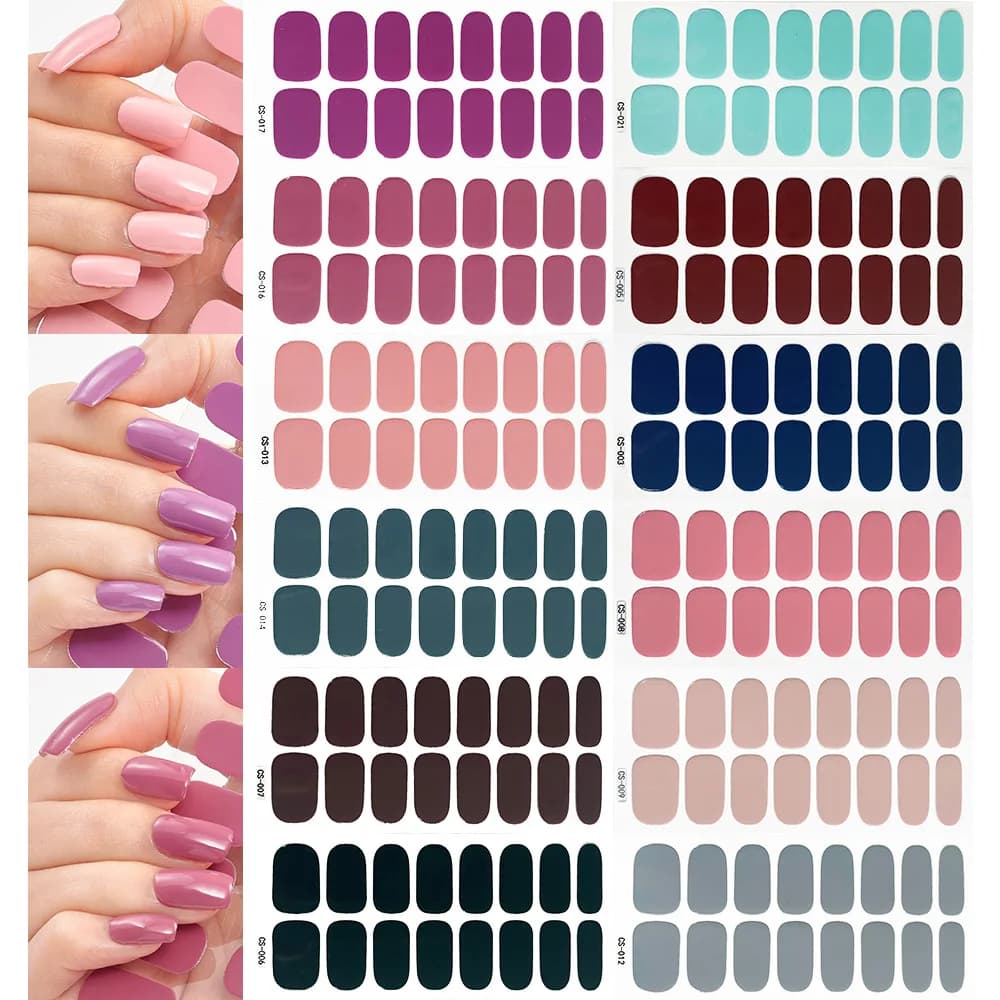 Pink Nude Full Cover Nail Sticker Gradient Color Self-Adhive Simple Full Nail Wraps DIY Thermal Effect Nail Art Making Manicur - 6