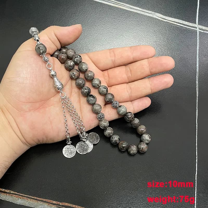 Tasbih Natural flame stone islamic gemstone bracelet turkish prayer beads Ramadan Arabic Accessories Eid gift misbaha - 3
