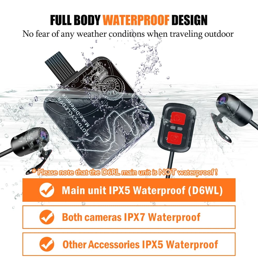 SYS VSYS Dual Motorcycle DVR 1080P Action Camera Recorder Front & Rearview Waterproof Motorcycle Dash Cam Black Night Vision Box - 5