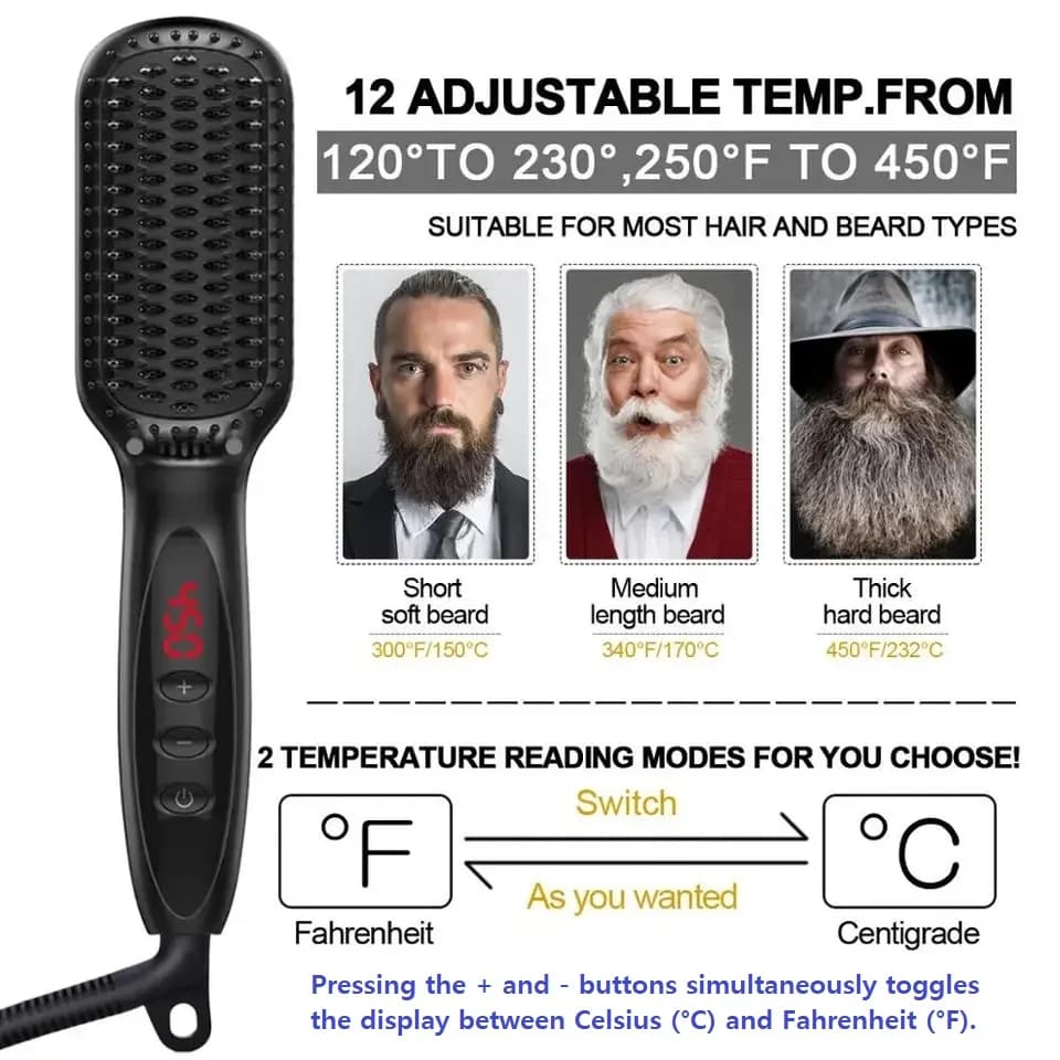 Hair Straightener Brush Comb Electric Hair Brushes Hot Comb Straightener For Hair Anti-scalding Ceramic Beard Straightener Brush - 6