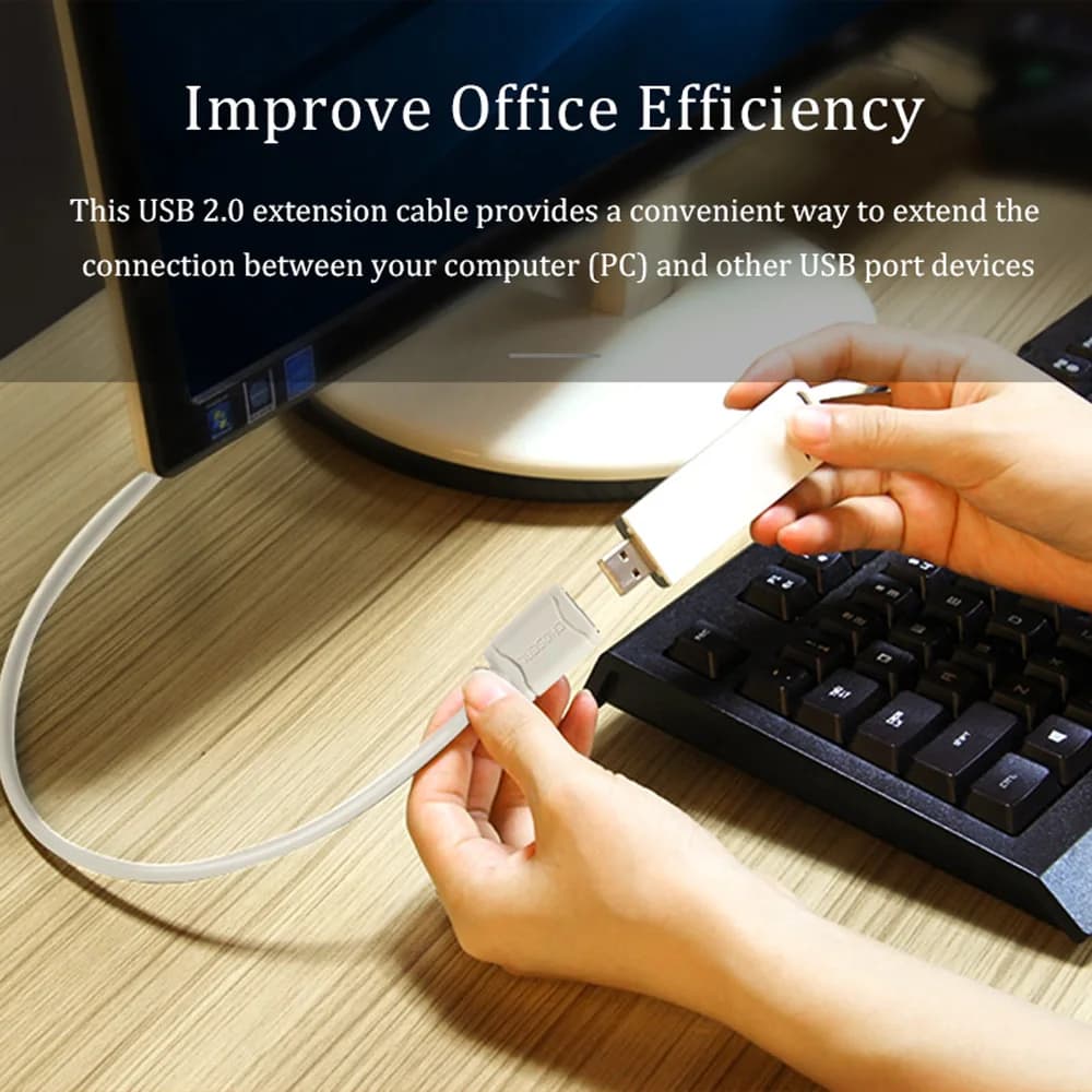 كابل تمديد USB2.0 من CHOSEAL، ذكر إلى أنثى، كابل بيانات USB عالي السرعة، موسع للكمبيوتر ولوحة المفاتيح والطابعة والماوس، بطول 5 متر و3 متر - 3