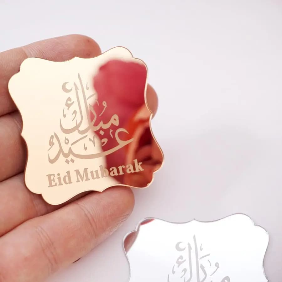 18pcs Eid Mubarak Mirror Acrylic Stickers 5cm Islamic Ramadan Party Decorations Gift Box  Decorative Labels - 6