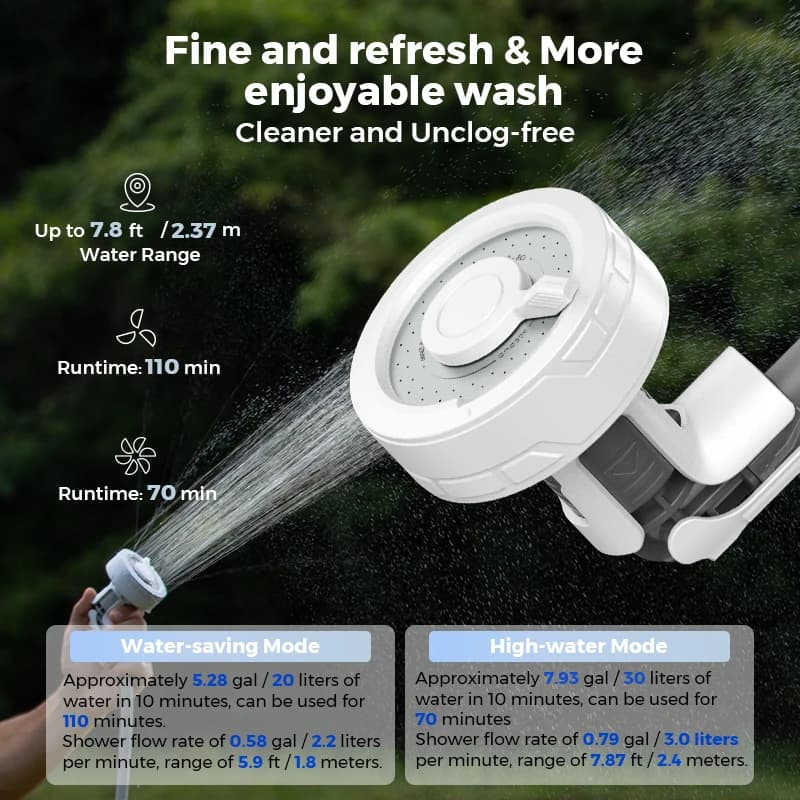 FLEXTAIL Outdoor Camping Shower Portable without Box Electric Shower Pump IPX7 Waterproof for Outdoor Shower, Car Wash, Dishwash - 4