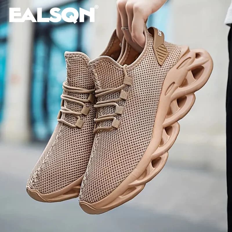 Men Sports Running Black Jogging Shoes Casual Sneakers Brown Outdoor Breathable Mesh Women Light Shock-absorption Black Tennis - 3