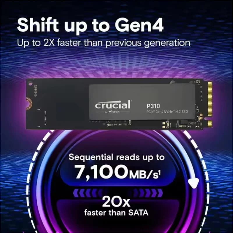 Internal M.2 NVMe SSD, Crucial P310 1TB/2TB 2280 PCIe 4.0 3D NAND Drive, Max 7100MB/s Speed for PC, OEM Packaging - 2