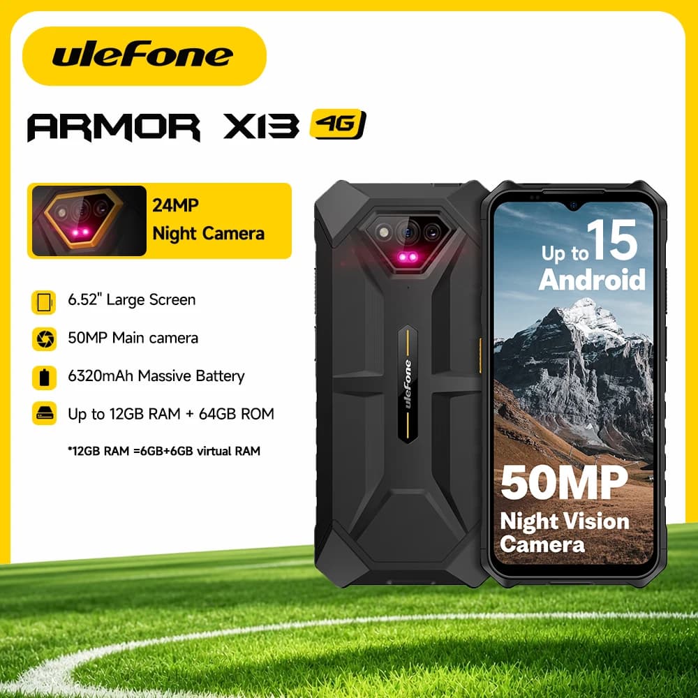 Ulefone Armor X13 Up to 12GB+64G Android 13， 6320mAh 50MP 6.52"NFC 4G ，GPS Global Version