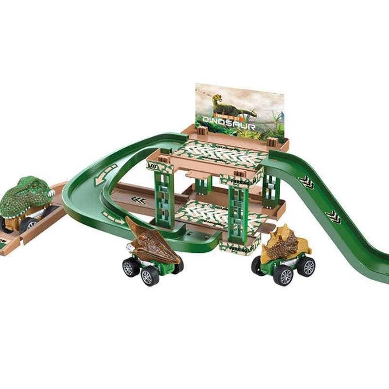 Kid Rail Parking Lot Toys Dinosaur Car Parking Building Model Simulation Fire Police Engineering Vehicle Toy Boys Birthday Gifts - 2