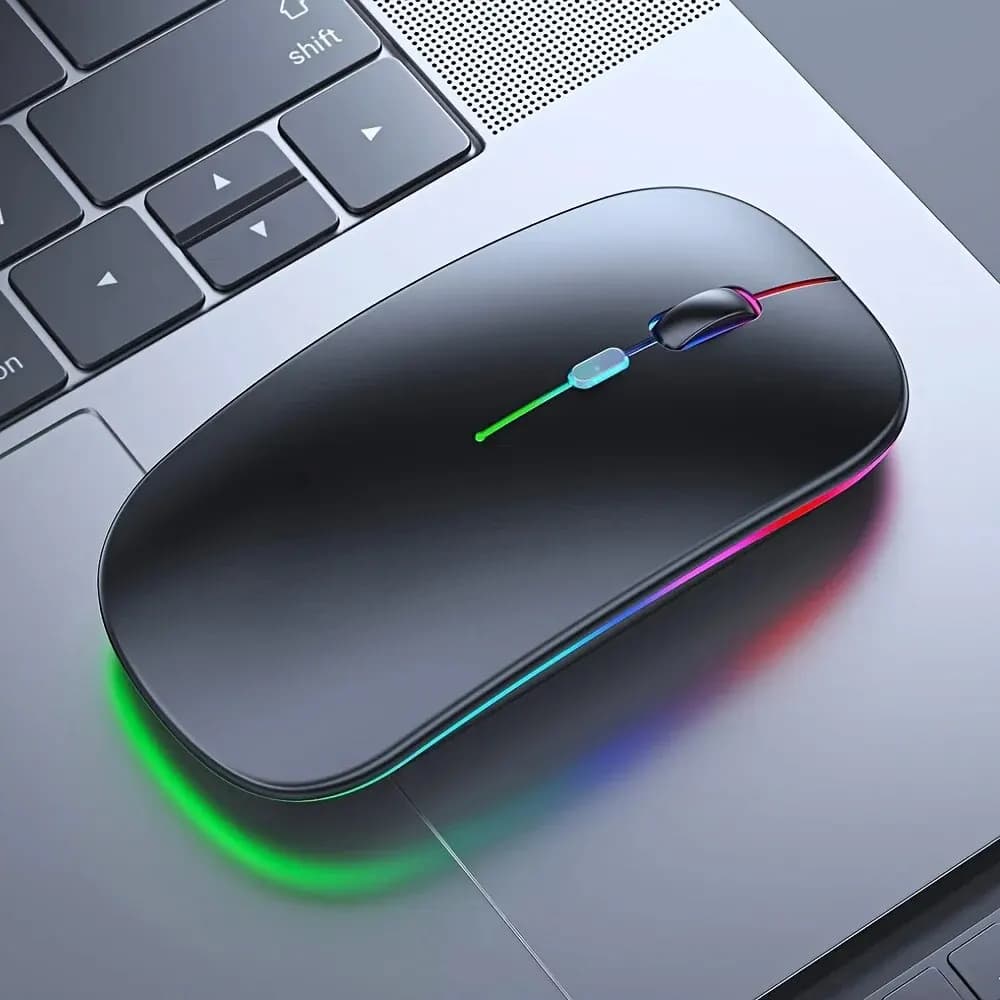 ماوس ألعاب لاسلكي مريح مع إضاءة خلفية RGB، قابل لإعادة الشحن، صامت، متوافق مع USB، مناسب للكمبيوتر المحمول والكمبيوتر الشخصي
