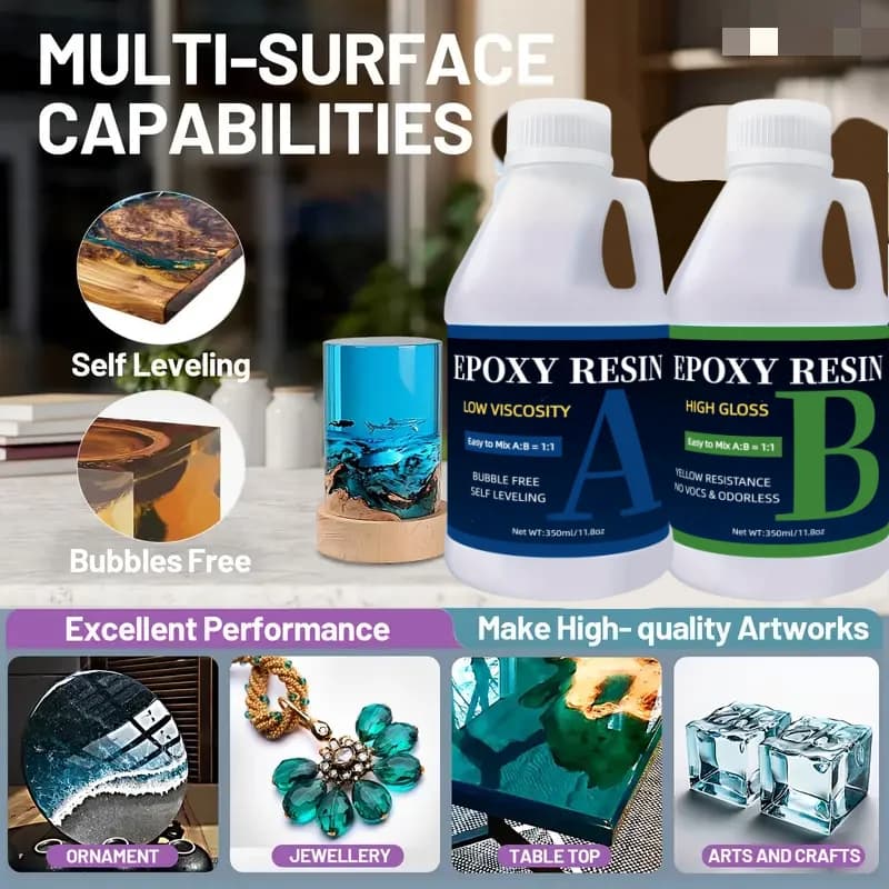 Epoxy Resin Kit , Clear 2 Part Resin High Gloss for Casting Coating, Countertop, Table Top, Resin Art DIY Handcraft Jewelry - 4