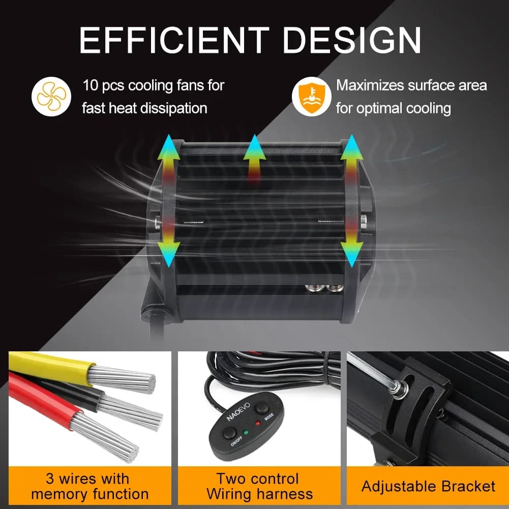 أضواء LED للطرق الوعرة NAOEVO 4x4 بودات شريط إضاءة 4 بوصة 120 واط 12V 24V 6 أوضاع ضوء عمل LED للضباب القيادة لسيارات ATV الدراجات النارية الشاحنات الجيب - 4