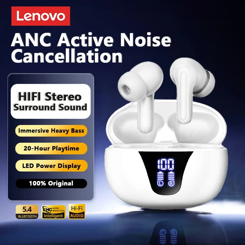 سماعات أذن لينوفو XT58 الجديدة بلوتوث لاسلكية HIFI ستيريو مكالمات تقليل الضوضاء مع علبة شحن بشاشة LED