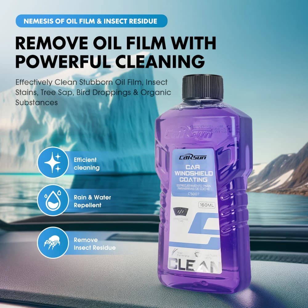 ماء زجاج سيارة مركز للغاية من Carsun، صيغة تخفيف 1:40، فيلم مزيل شحوم قوي، مقاوم للانعكاس، ماسحة، تنظيف بدون آثار، نوع عالمي مقاوم للتجمد لجميع المواسم