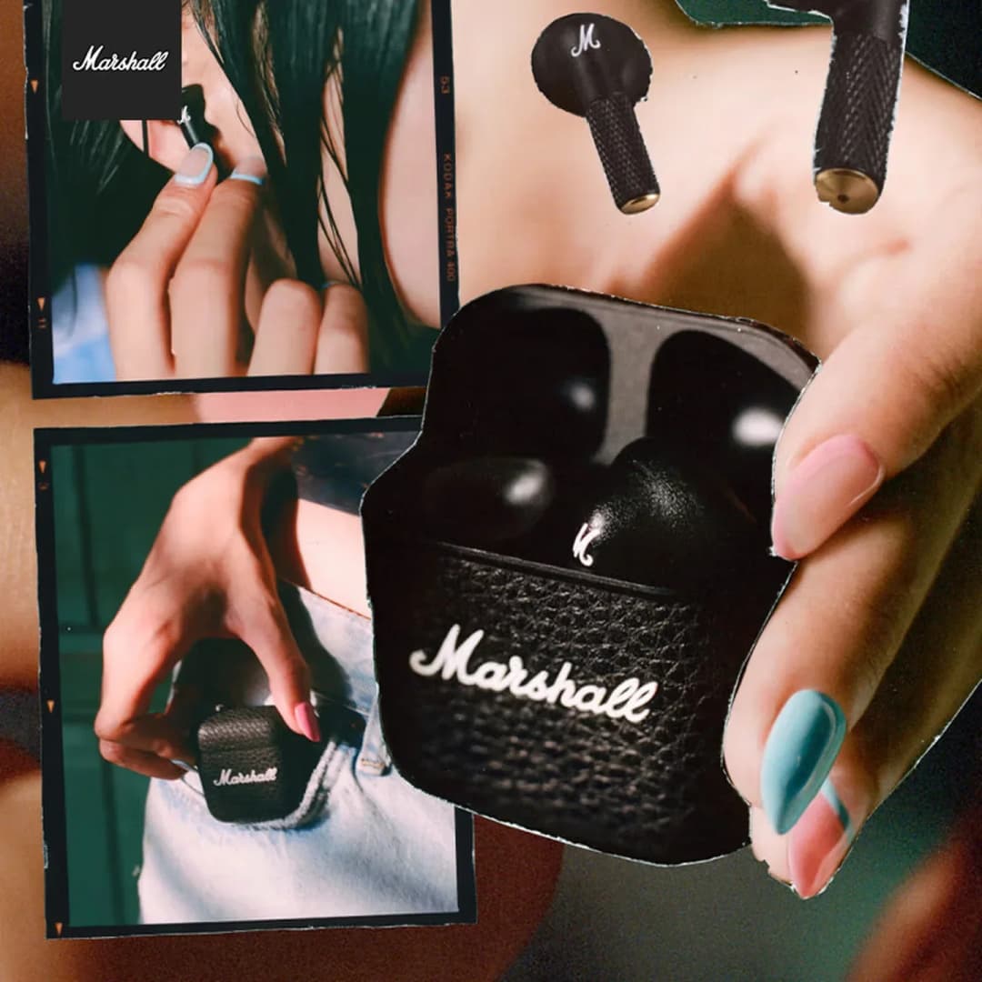 سماعات بلوتوث لاسلكية حقيقية Marshall MINOR III، مدى طويل، هدية مثالية للمهرجانات الخارجية، سماعات TWS سوداء مع تقليل الضوضاء النشط - 5