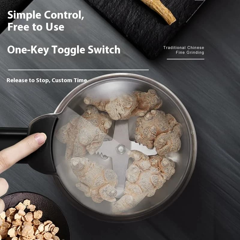 مطحنة كهربائية متعددة الوظائف من الستانلس ستيل 304 (قابس أوروبي) مع شفرات 8 صفحات، مناسبة للتوابل والبقول - 5