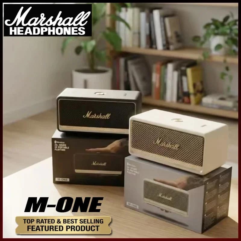 سماعة بلوتوث محمولة Marshall M-ONE، لاسلكية، مقاومة للماء IP67، مضخم صوت بجهير غني، مثالية للتنزه والتخييم والاستخدام المنزلي - 2