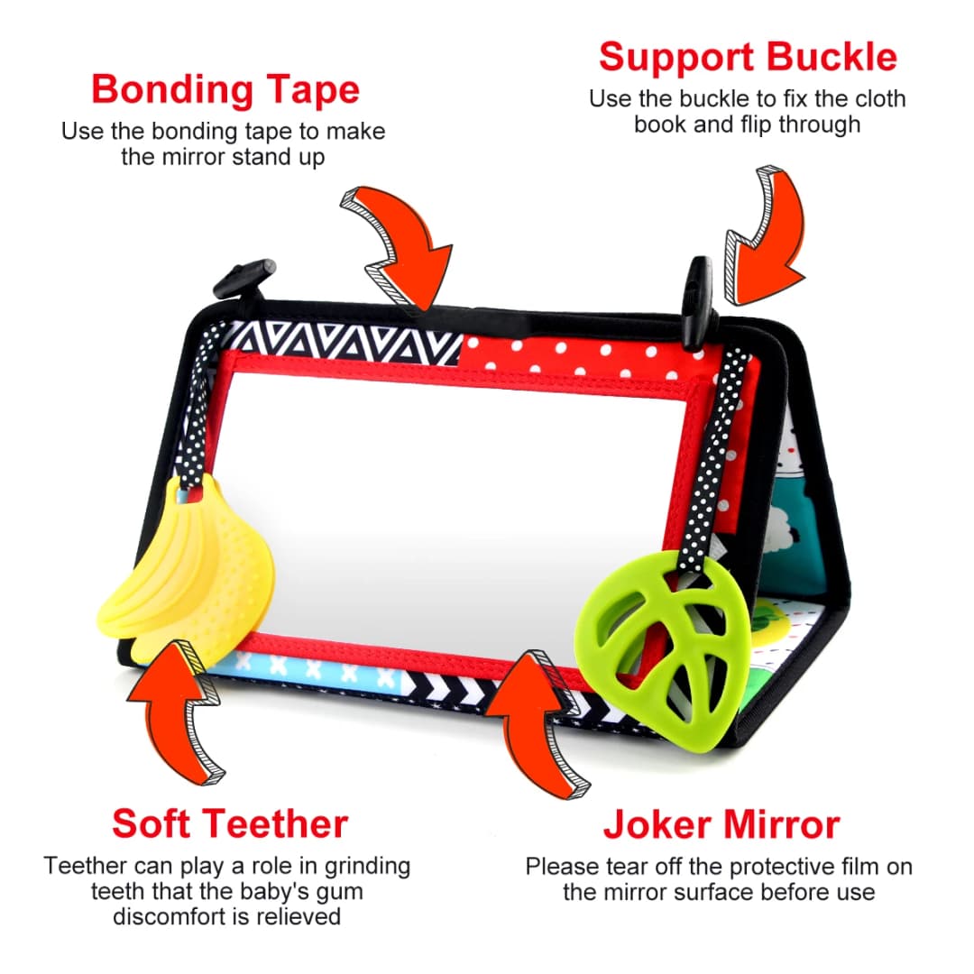 أبيض وأسود الطفل الطابق مرآة البطن الوقت الألعاب الحسية 6-24 أشهر ألعاب الأطفال ألعاب مونتيسوري الزحف تطوير ألعاب الأطفال - 6