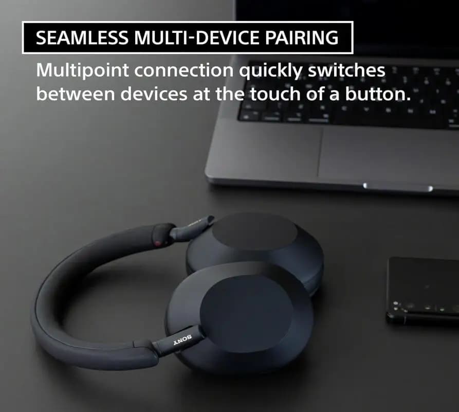 سوني WH-1000XM5 سماعات رأس عازلة للضوضاء متقدمة، محسن NC تلقائي، عمر بطارية 30 ساعة، تحكم صوتي أليكسا، أسود - 5