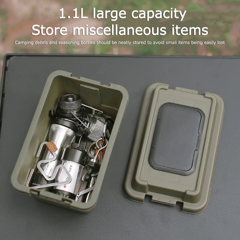 صندوق تخزين خارجي متعدد الوظائف 1.1 لتر، حافظة مناديل ورقية محمولة مقاومة للرطوبة للتخييم والمشي والسفر - 6