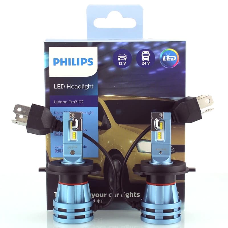 Philips LED H4 H3 H11 Ultinon Pro3102 12V/24V 6000K Bright Fog Auto Headlight LED Lamps - 2