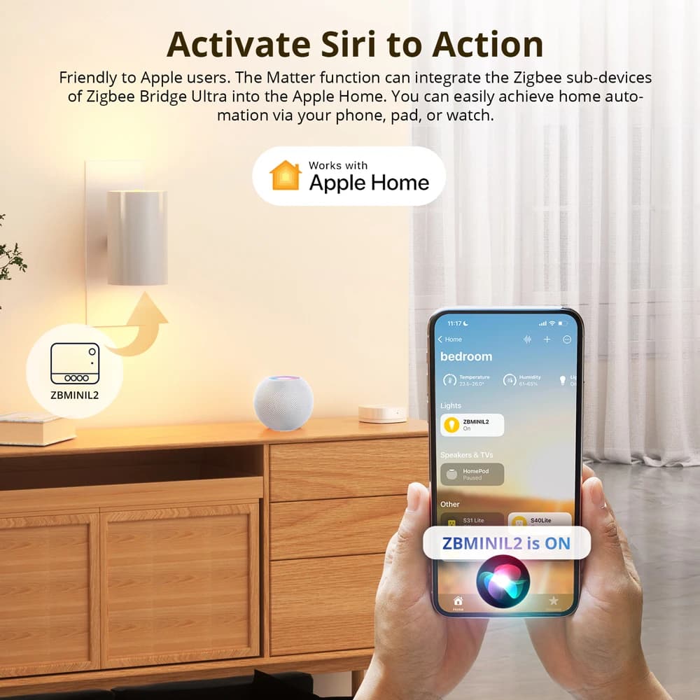 SONOFF ZBBridge-U Zigbee Matter Bridge Ultra Smart Home Security Ethernet Connection OTA Upgrade Works SNZB-01P/SNZB-06P Devices - 2