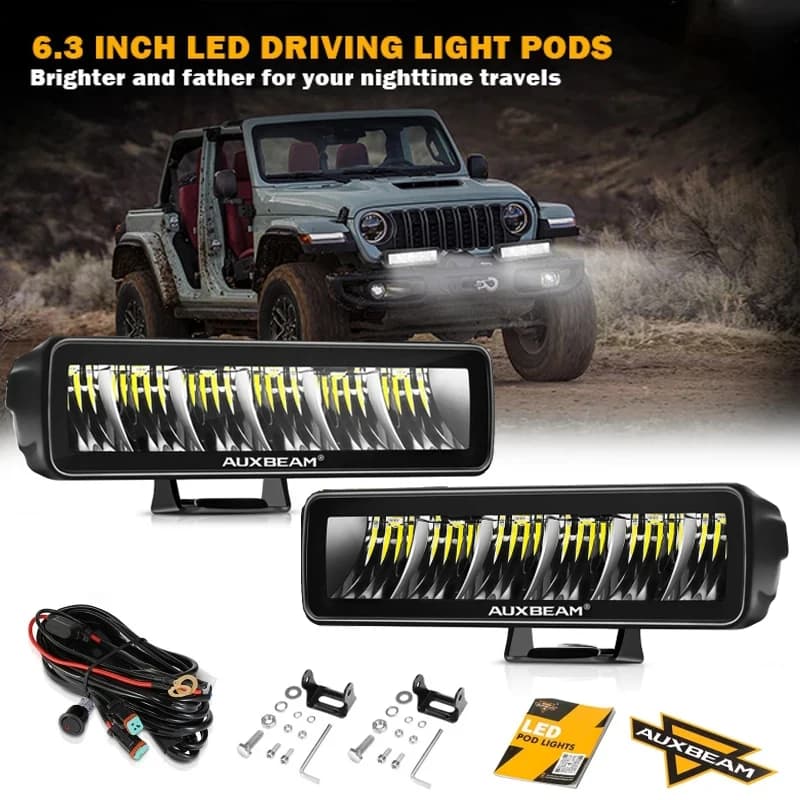 Auxbeam 6.3 بوصة 60W وحدات إضاءة LED للقيادة مع تسخير لشاحنات البيك أب الطرق الوعرة