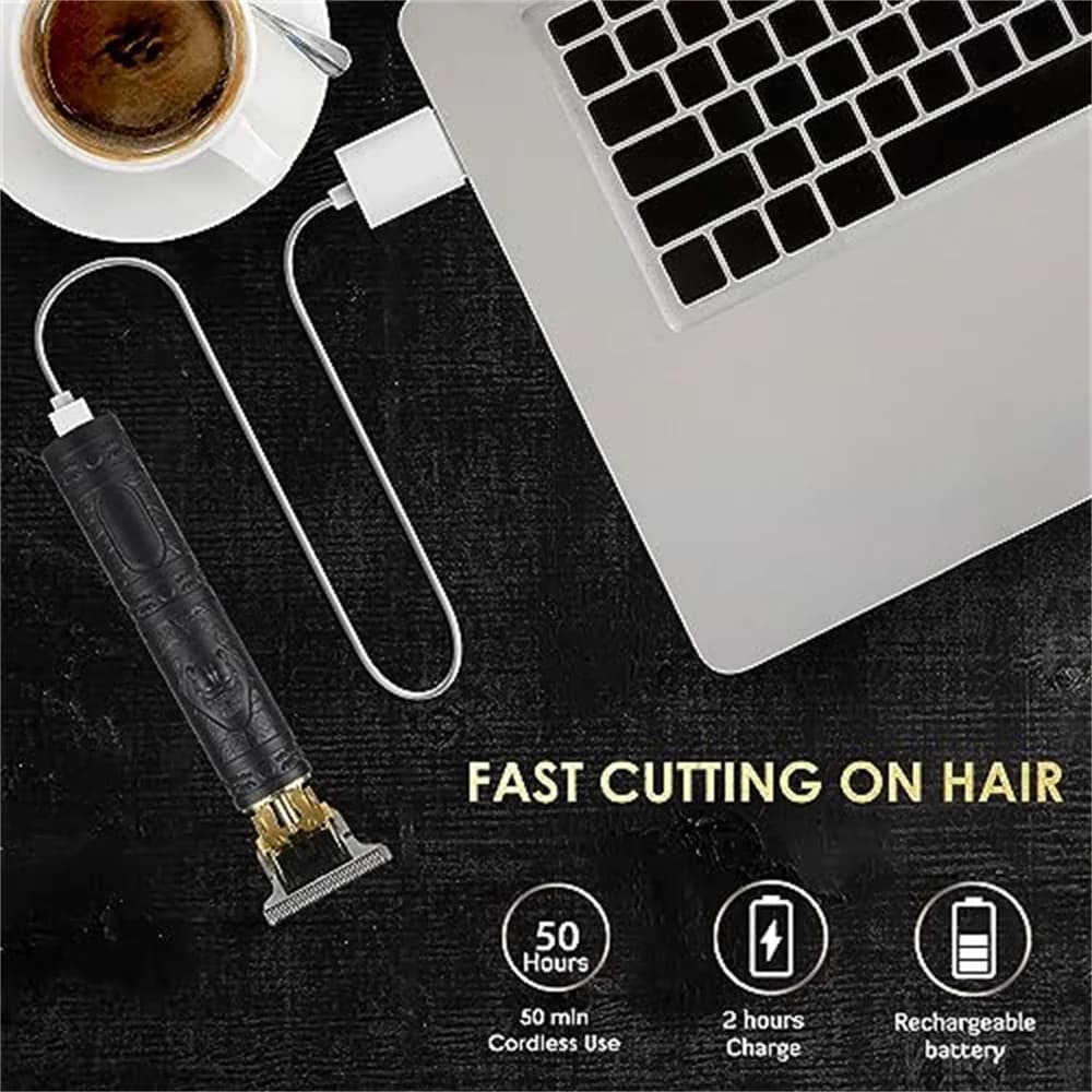New Retro T9 Hair Clipper For Men, Electric Shaver, Rechargeable Hair Clipper, Portable Cordless Beard Trimmer - 3
