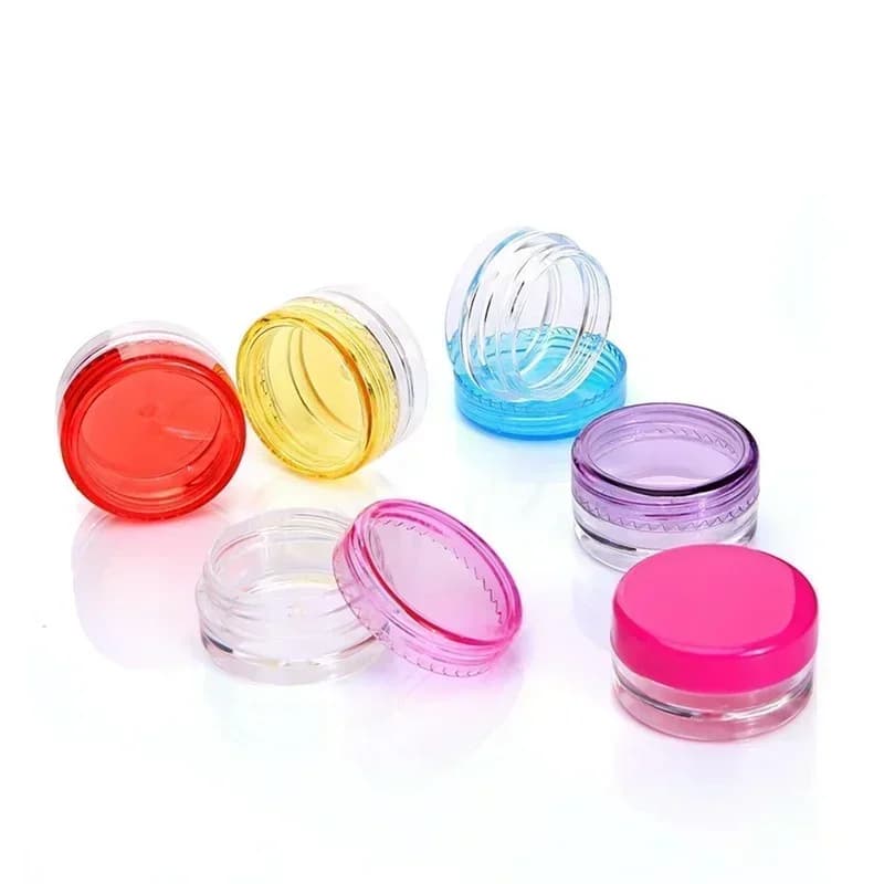 Empty Refillable Bottles 2g Travel Small Colorful Covers Clear Plastic Cosmetic Pot Jars With Lids Face Cream Lip Balm Container - 2